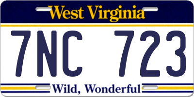 WV license plate 7NC723