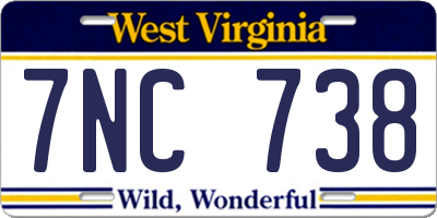 WV license plate 7NC738