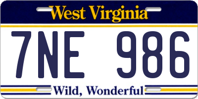 WV license plate 7NE986