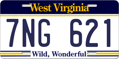 WV license plate 7NG621