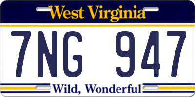 WV license plate 7NG947