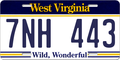 WV license plate 7NH443