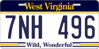 WV license plate 7NH496