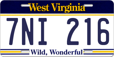 WV license plate 7NI216