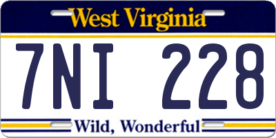 WV license plate 7NI228