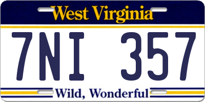 WV license plate 7NI357