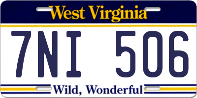 WV license plate 7NI506