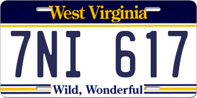 WV license plate 7NI617