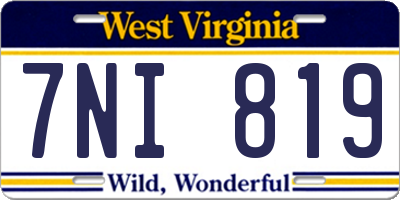 WV license plate 7NI819