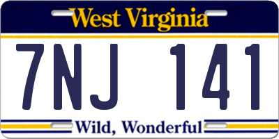 WV license plate 7NJ141