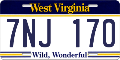WV license plate 7NJ170