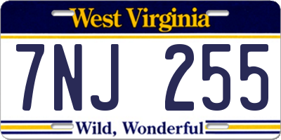 WV license plate 7NJ255