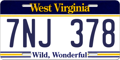 WV license plate 7NJ378