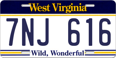 WV license plate 7NJ616