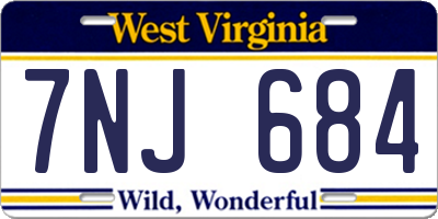 WV license plate 7NJ684