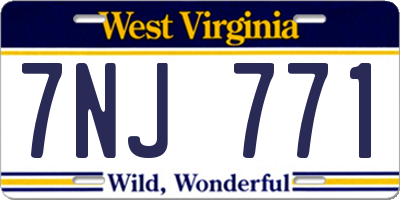 WV license plate 7NJ771