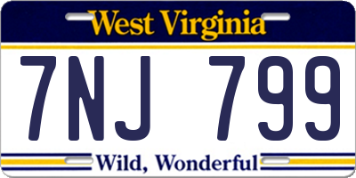 WV license plate 7NJ799