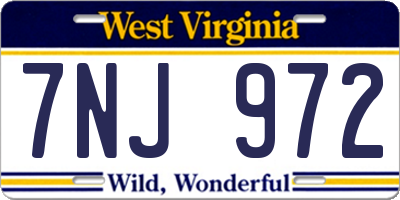 WV license plate 7NJ972