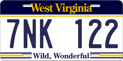 WV license plate 7NK122