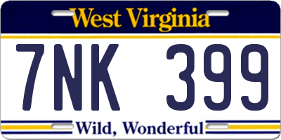 WV license plate 7NK399