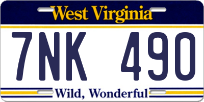 WV license plate 7NK490
