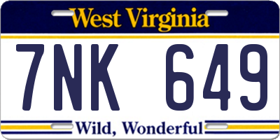 WV license plate 7NK649