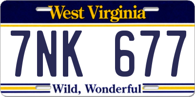 WV license plate 7NK677