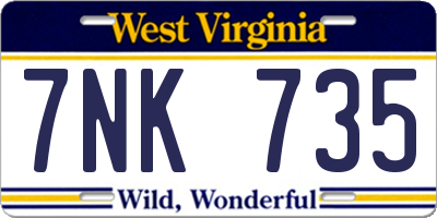 WV license plate 7NK735