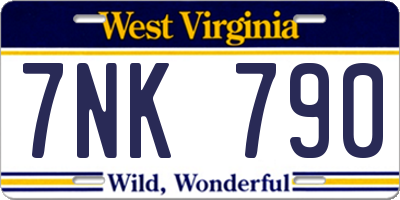 WV license plate 7NK790