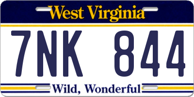 WV license plate 7NK844