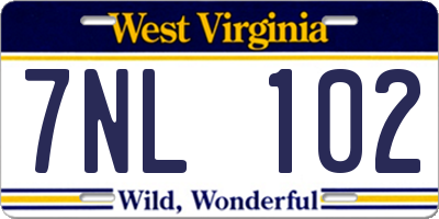 WV license plate 7NL102