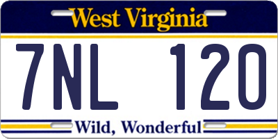 WV license plate 7NL120