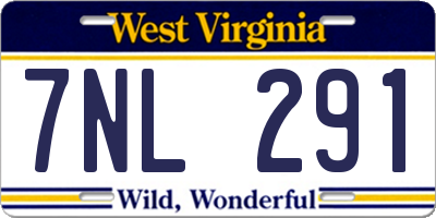 WV license plate 7NL291