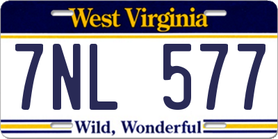 WV license plate 7NL577