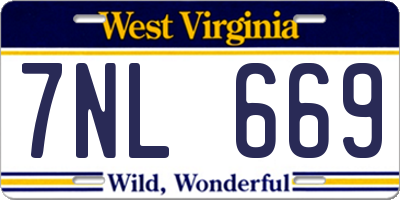 WV license plate 7NL669