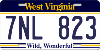 WV license plate 7NL823