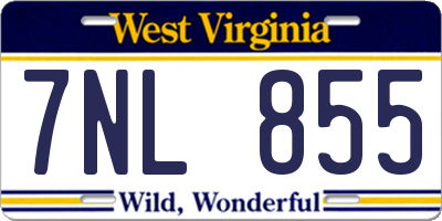 WV license plate 7NL855