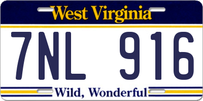 WV license plate 7NL916