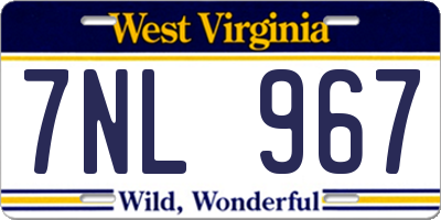 WV license plate 7NL967