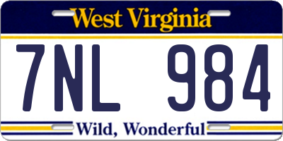 WV license plate 7NL984