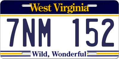 WV license plate 7NM152