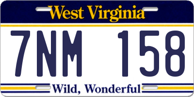 WV license plate 7NM158