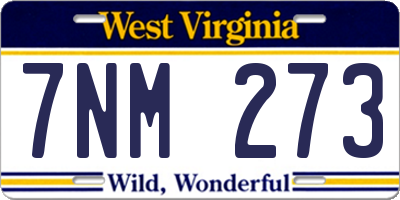 WV license plate 7NM273