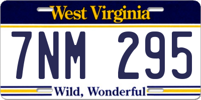 WV license plate 7NM295