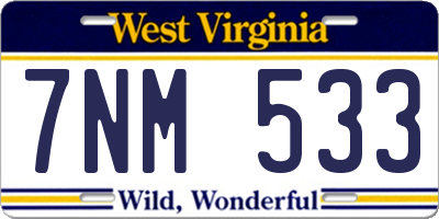 WV license plate 7NM533