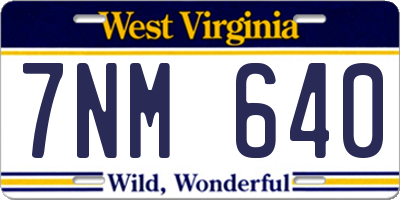 WV license plate 7NM640