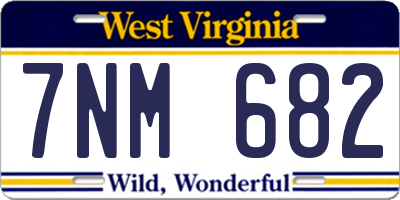 WV license plate 7NM682