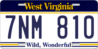 WV license plate 7NM810