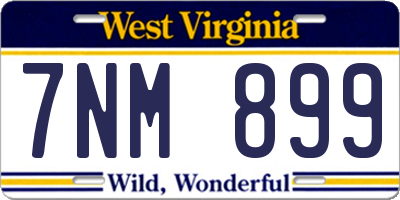 WV license plate 7NM899