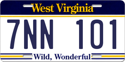 WV license plate 7NN101